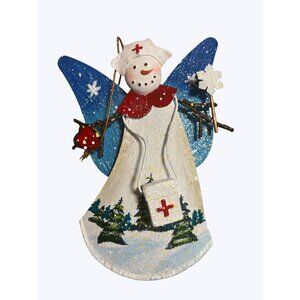 Nurse Snowman Angel Ornament Winter Holiday Decoration Hand-Painted